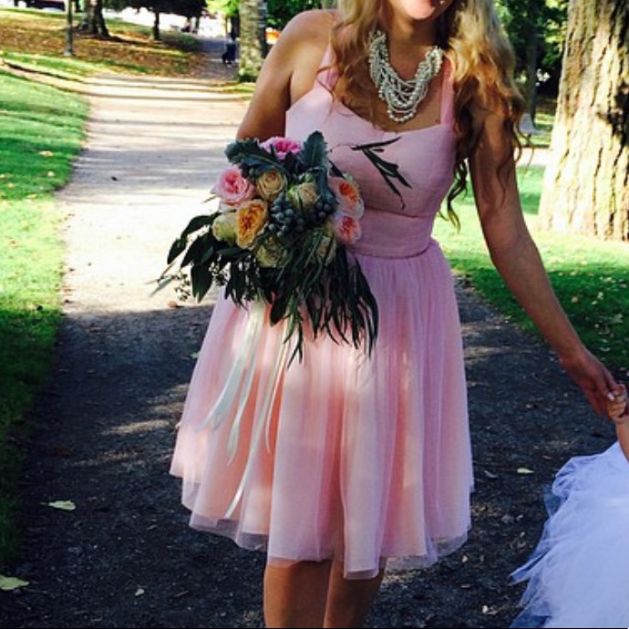 Pink A. Drea Tulle Dress On Straps. Size L
